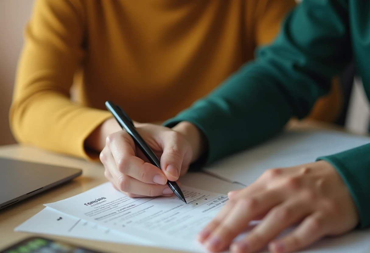 مكتب حديث مع مستندات مالية
