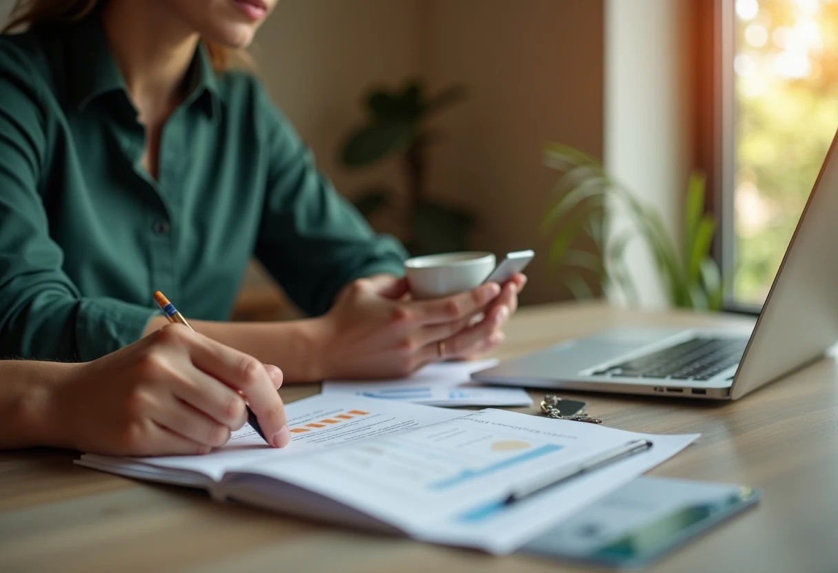 Person evaluating financial documents